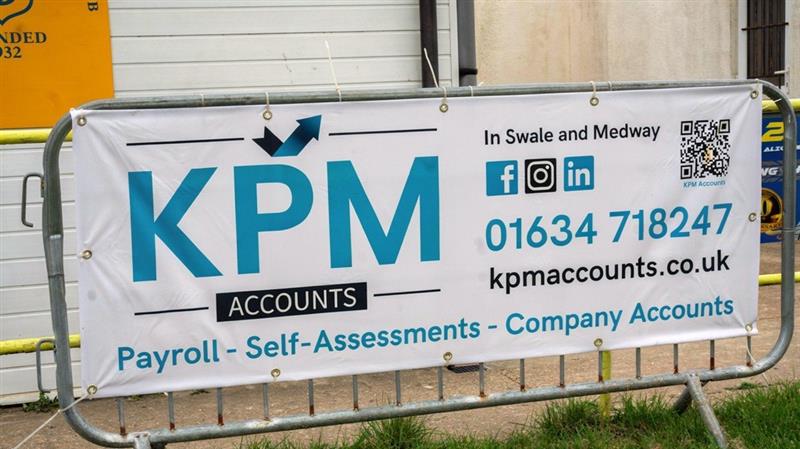 KPM Accounts banner at Sheerness East Youth Football Club